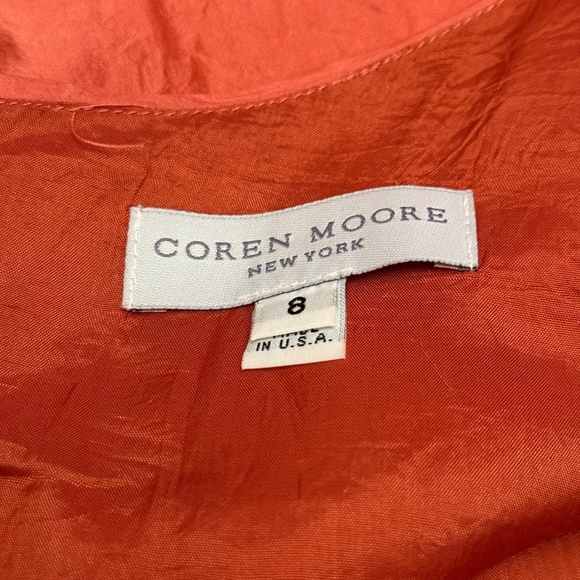 Coren Moore NY Tangerine coral One shoulder Silk Taffeta Ruched Dress Sz 8 - Picture 3 of 7
